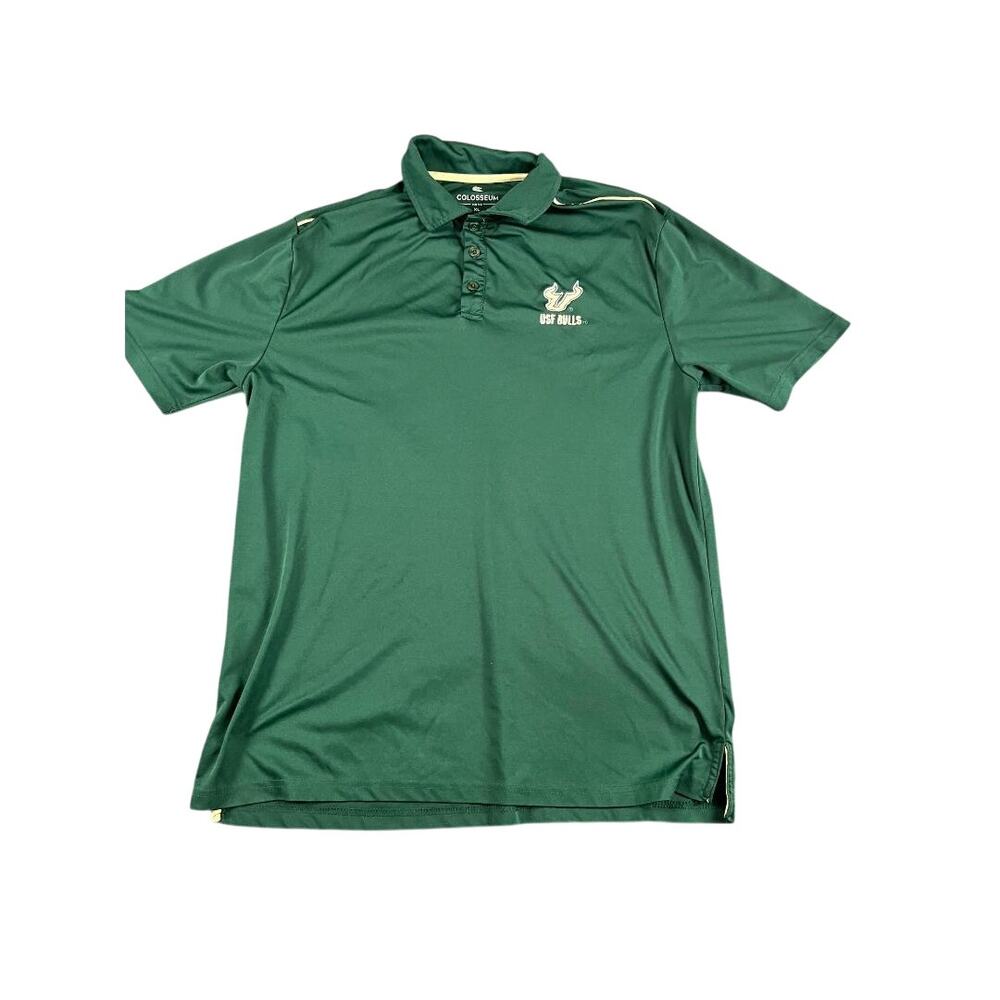 Colosseum USF Bulls Men's Polo Shirt XL Green South Florida Bulls Logo